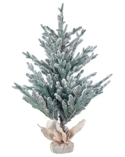 New Beliani Albero natalizio innevato RINGROSE 90 cm Verde Beige Bianco Verde