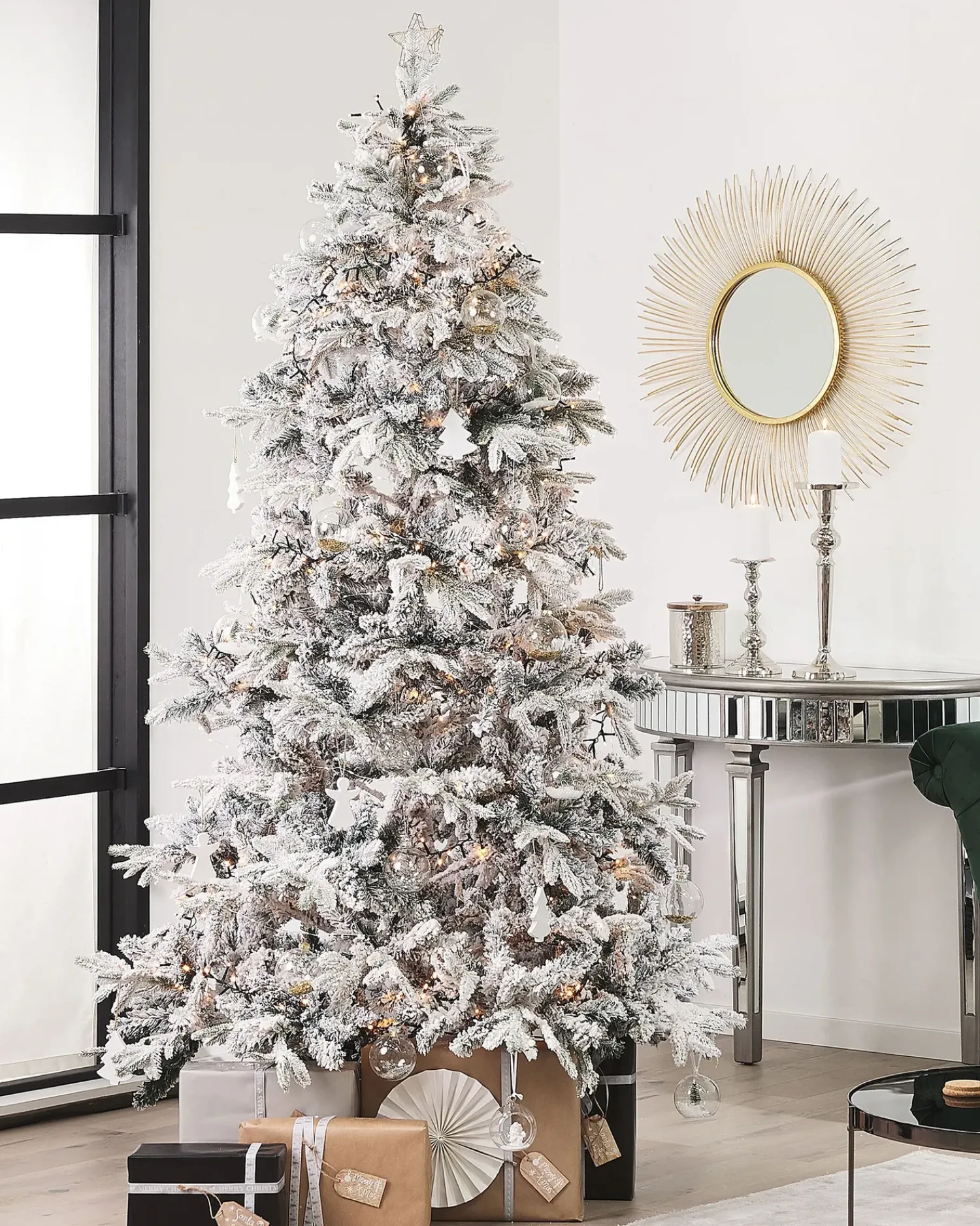 Online Beliani Albero natalizio innevato TOMICHI Bianco Bianco Nero Verde