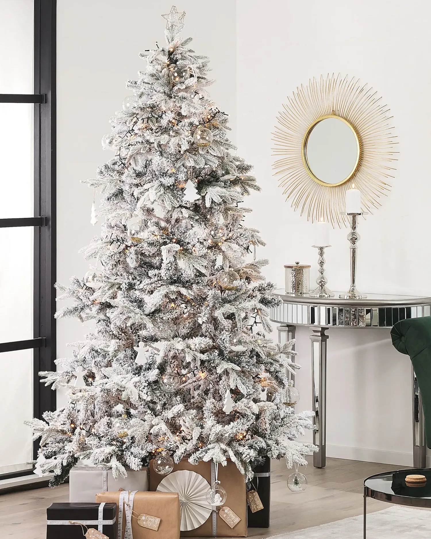Online Beliani Albero natalizio innevato TOMICHI Bianco Bianco Nero Verde