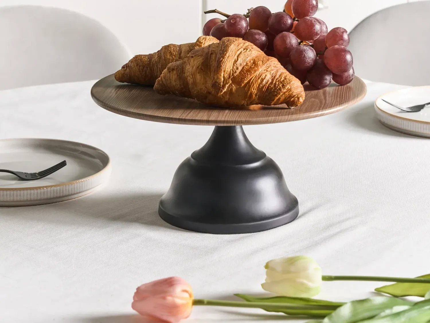New Beliani Alzata per torta BRIOCHE Metallo Nero Marrone Nero