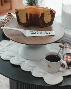 Best Beliani Alzata per torta BRIOCHE Metallo Bianco Bianco Marrone