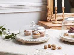 Hot Beliani Alzata per torta DENDERA Legno di mango Marrone chiaro Bianco Marrone
