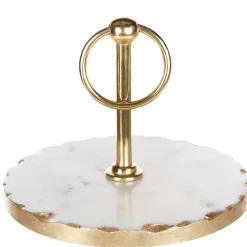 Beliani Alzata per torta IPATI Pietra Marmo bianco Bianco Oro