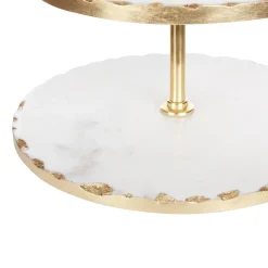 Beliani Alzata per torta IPATI Pietra Marmo bianco Bianco Oro