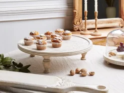 Discount Beliani Alzata per torta LUKSOR Legno di mango Marrone chiaro Bianco Marrone
