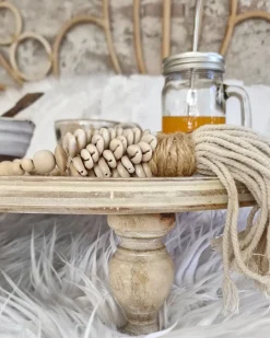 Discount Beliani Alzata per torta LUKSOR Legno di mango Marrone chiaro Bianco Marrone