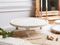 Discount Beliani Alzata per torta LUKSOR Legno di mango Marrone chiaro Bianco Marrone