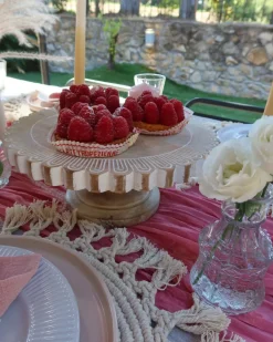 Discount Beliani Alzata per torta MEMFIS Legno di mango Marrone chiaro Bianco Marrone