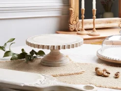 Discount Beliani Alzata per torta MEMFIS Legno di mango Marrone chiaro Bianco Marrone