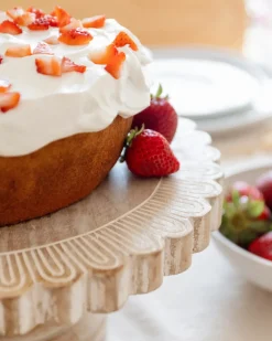 Discount Beliani Alzata per torta MEMFIS Legno di mango Marrone chiaro Bianco Marrone