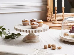 Discount Beliani Alzata per torta MEMFIS Legno di mango Marrone chiaro Bianco Marrone