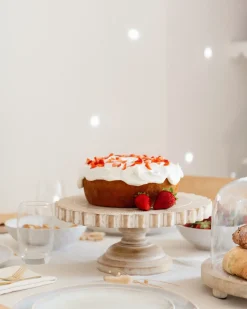 Discount Beliani Alzata per torta MEMFIS Legno di mango Marrone chiaro Bianco Marrone