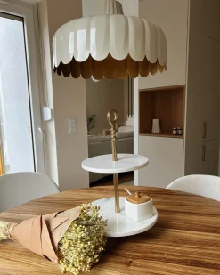 Discount Beliani Alzata per torta TARUM Pietra Marmo bianco Bianco Oro