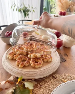 Discount Beliani Alzata per torta ZAGAZIG Legno di mango Marrone chiaro Bianco Marrone