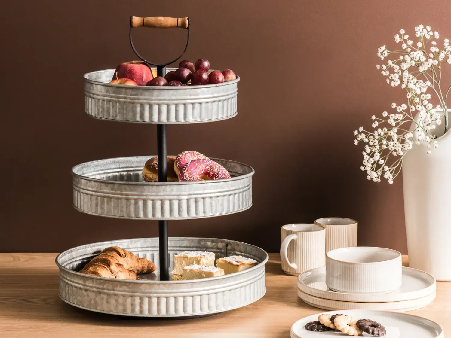 Hot Beliani Alzata per torte a 3 piani KOUIGN Argento Marrone Argento Nero
