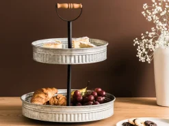 Clearance Beliani Alzata per torte a 2 piani KOUIGN Argento Marrone Argento Nero