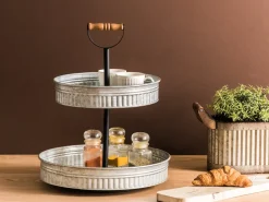 Clearance Beliani Alzata per torte a 2 piani KOUIGN Argento Marrone Argento Nero