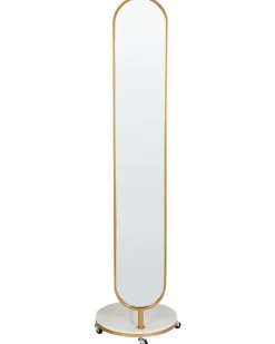 Best Beliani Appendiabiti con specchio LORENA 172 cm Metallo Oro Bianco Oro