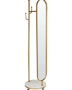 Best Beliani Appendiabiti con specchio LORENA 172 cm Metallo Oro Bianco Oro