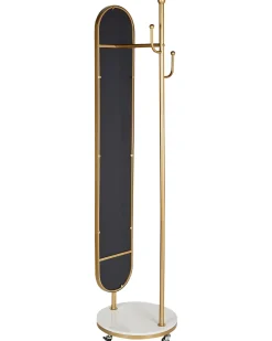 Best Beliani Appendiabiti con specchio LORENA 172 cm Metallo Oro Bianco Oro