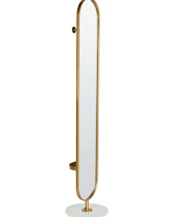 New Beliani Appendiabiti con specchio MOODY 170 cm Metallo Oro Bianco Oro