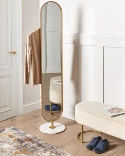 New Beliani Appendiabiti con specchio MOODY 170 cm Metallo Oro Bianco Oro