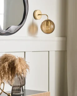 Clearance Beliani Applique BOOMI Vetro Marrone scuro Oro Marrone