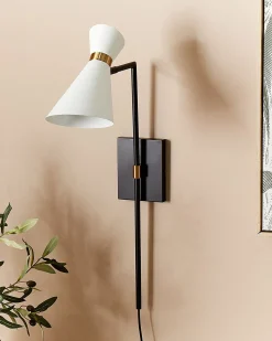 Beliani Applique MELAWI Regolabile Metallo Bianco Bianco Nero Oro