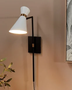 Beliani Applique MELAWI Regolabile Metallo Bianco Bianco Nero Oro