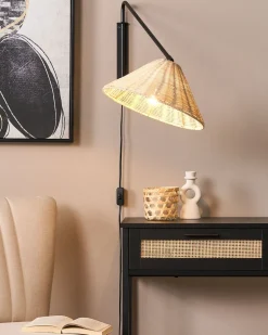 Hot Beliani Applique PALENA Regolabile Rattan Naturale Naturale Nero