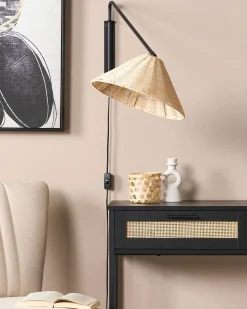Hot Beliani Applique PALENA Regolabile Rattan Naturale Naturale Nero