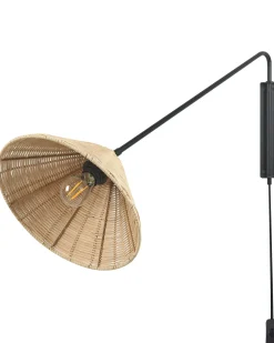 Hot Beliani Applique PALENA Regolabile Rattan Naturale Naturale Nero