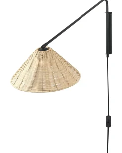Hot Beliani Applique PALENA Regolabile Rattan Naturale Naturale Nero