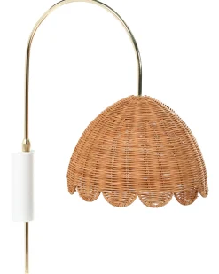 Sale Beliani Applique VALUKKAI Rattan Naturale Bianco Beige Naturale Oro