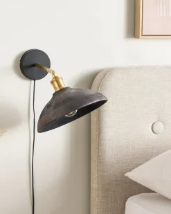 Sale Beliani Applique YERALA Regolabile Legno di mango Nero Nero Ottone