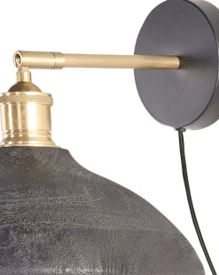 Sale Beliani Applique YERALA Regolabile Legno di mango Nero Nero Ottone
