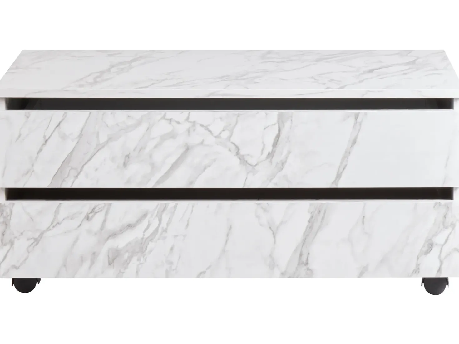 Armadietto da bagno TERESINA con ruote 80 cm Marmo bianco