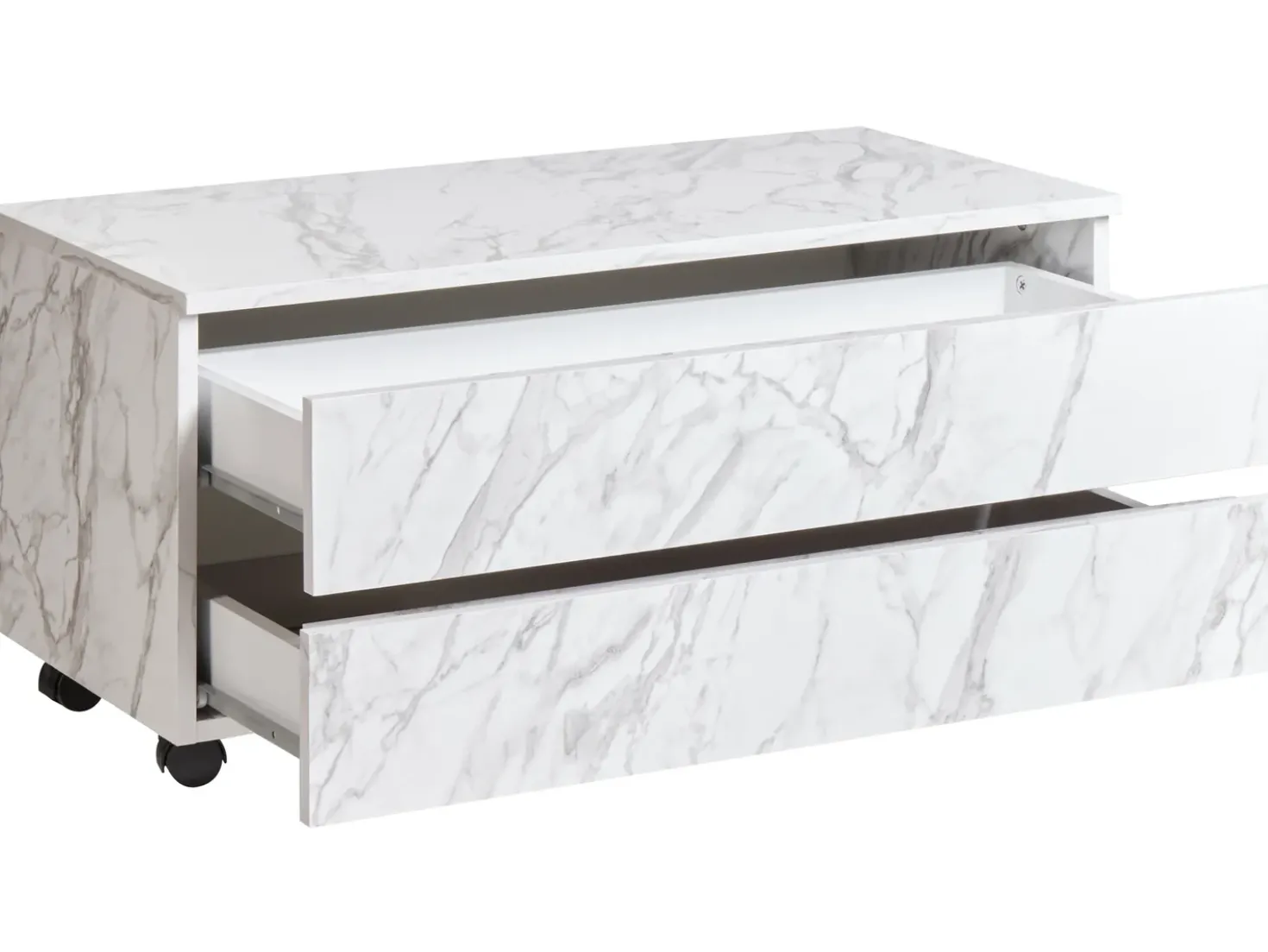 Armadietto da bagno TERESINA con ruote 80 cm Marmo bianco