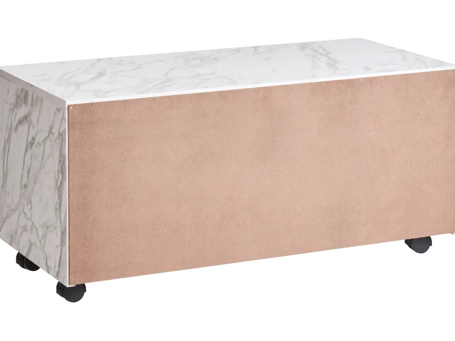 Armadietto da bagno TERESINA con ruote 80 cm Marmo bianco