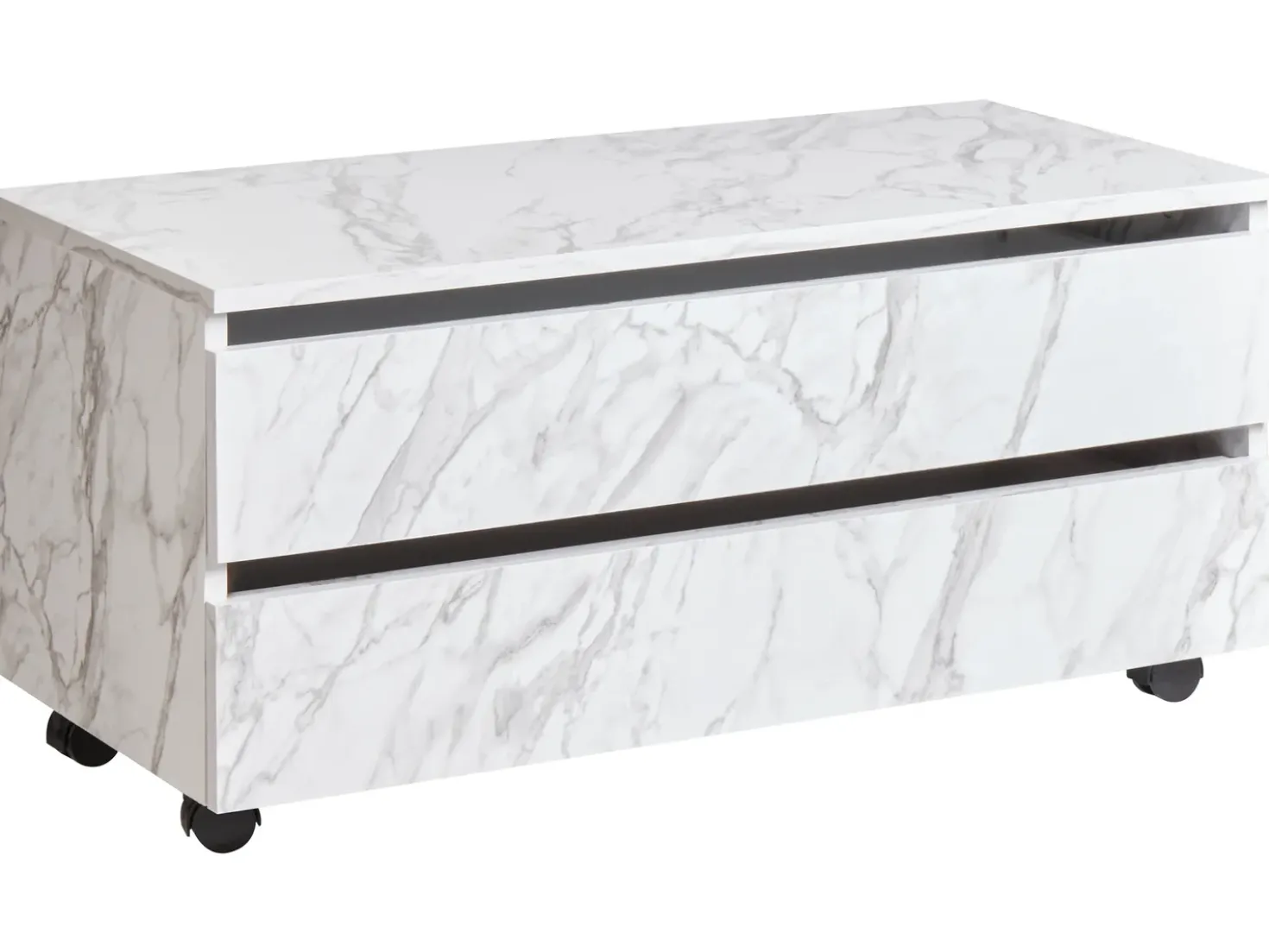 Armadietto da bagno TERESINA con ruote 80 cm Marmo bianco