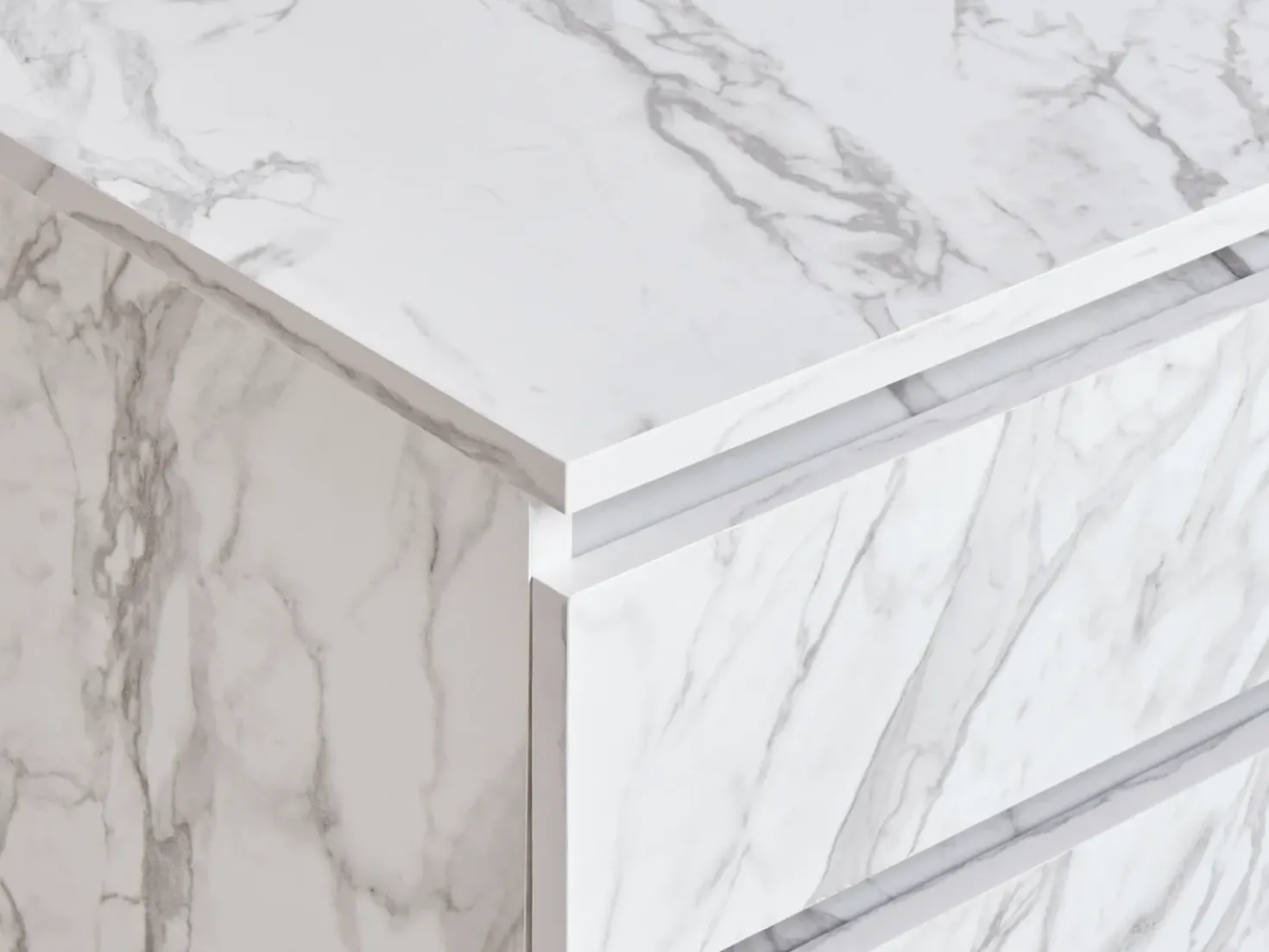 Armadietto da bagno TERESINA con ruote 80 cm Marmo bianco