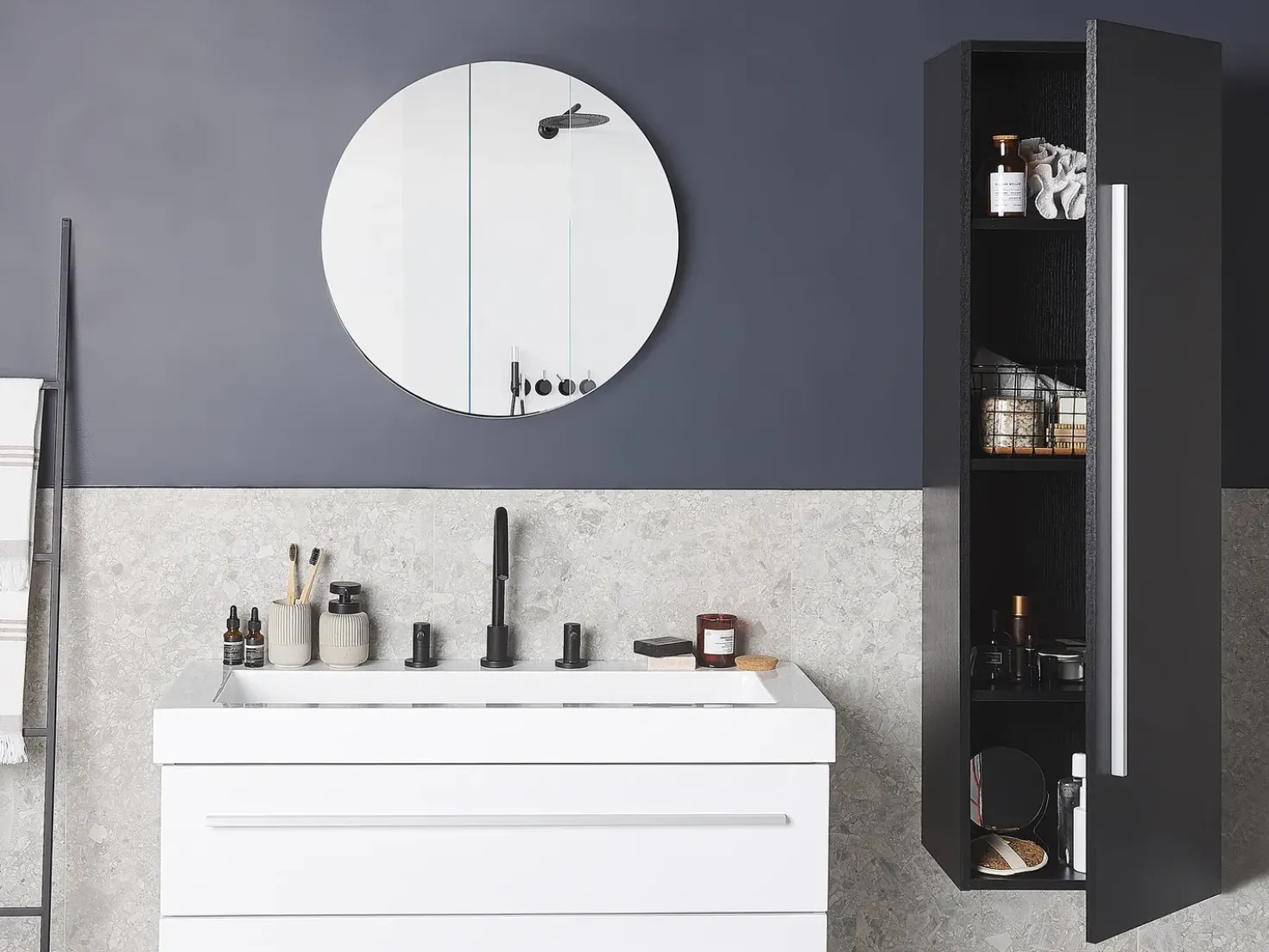 Armadio a muro per il bagno MATARO 40 cm Nero