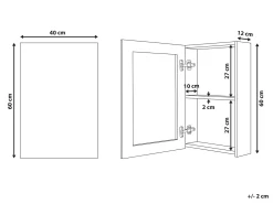 Outlet Beliani Armadio a muro per specchio da bagno PRIMAVERA 40 cm 60 cm Bianco Argento Bianco