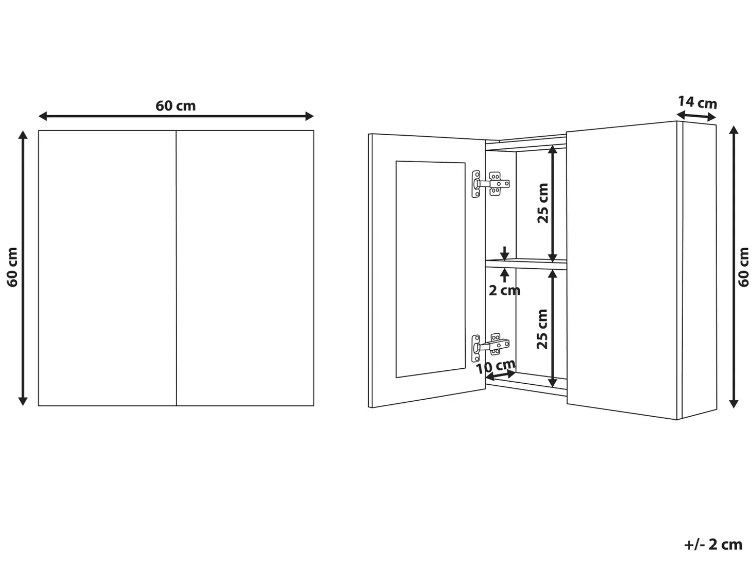 Armadio a muro per specchio da bagno NAVARRA 60 cm 60 cm Bianco