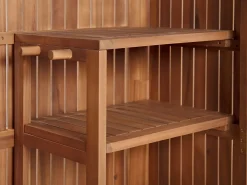New Beliani Armadio da esterno SAVOCA Legno d'acacia 100 cm 40 cm Marrone Marrone Grigio