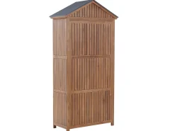 New Beliani Armadio da esterno SAVOCA Legno d'acacia 100 cm 40 cm Marrone Marrone Grigio