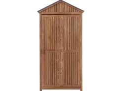 New Beliani Armadio da esterno SAVOCA Legno d'acacia 100 cm 40 cm Marrone Marrone Grigio