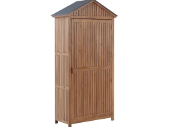 New Beliani Armadio da esterno SAVOCA Legno d'acacia 100 cm 40 cm Marrone Marrone Grigio