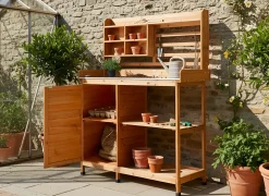 New Beliani Banco da giardinaggio MELDOLA Legno di abete 113 cm 48 cm chiaro Marrone