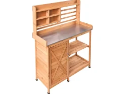 New Beliani Banco da giardinaggio MELDOLA Legno di abete 113 cm 48 cm chiaro Marrone